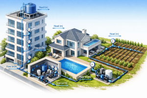 محاسبه هد و دبی پمپ آب